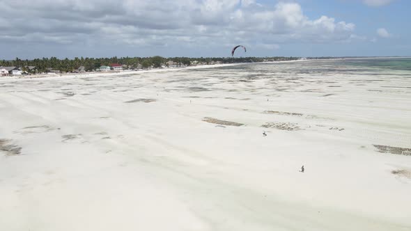 Ocean at Low Tide Near the Coast of Zanzibar Island Tanzania Slow Motion alt