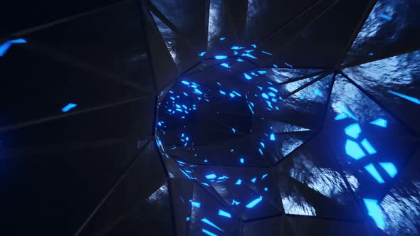 Flight into the futuristic abstract tunnel