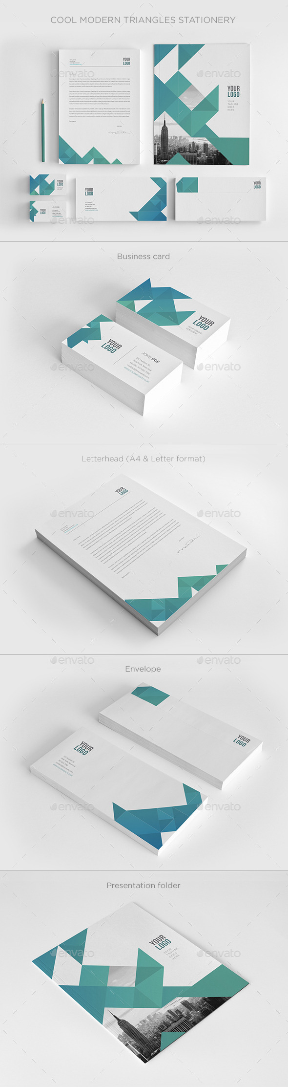 Cool Modern Triangles Stationery - Stationery Print Templates