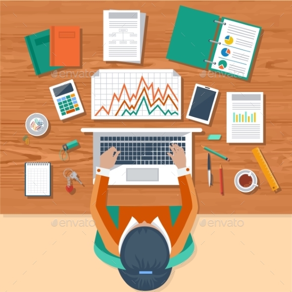 Business Woman Working On Laptop - Concepts Business