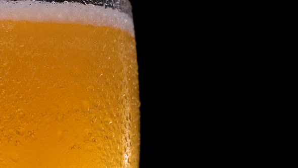 Slow Motion Shot of Beer Bubbles in Glass