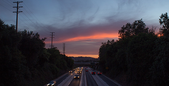 Sunset over the Arroyo Seco Parkway