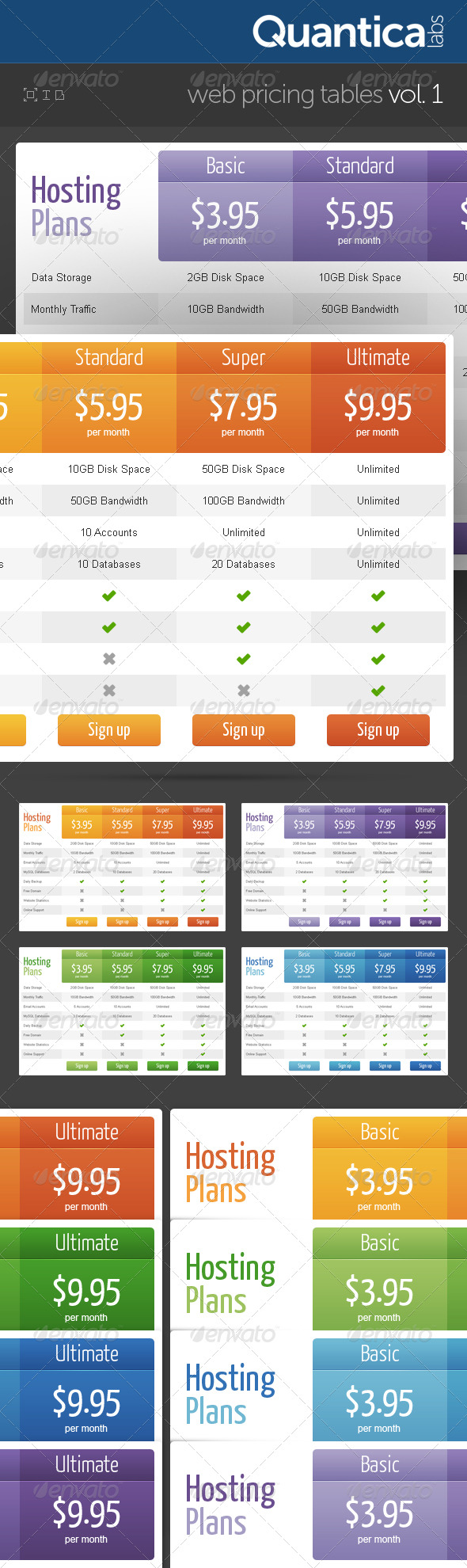 Web Pricing Tables (Grids) - Tables Web Elements