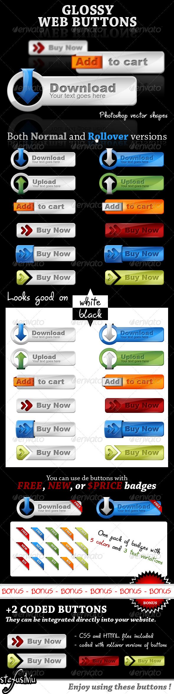 Glossy web buttons - web 2.0 style - Buttons Web Elements