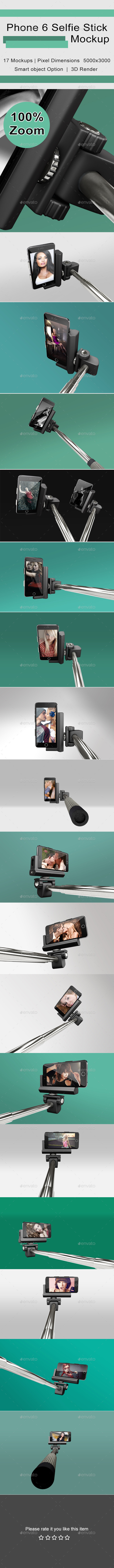 Phone 6 Selfie Stick Mockup - Mobile Displays