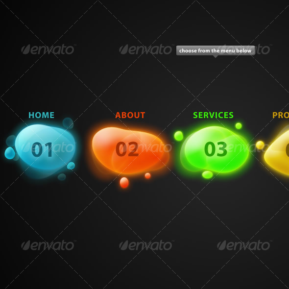 Colorful Menu - Buttons Web Elements