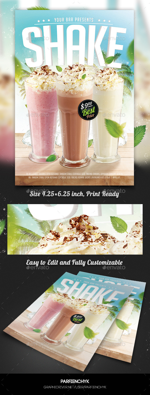 Shake Cocktails Party Flyer Template - Clubs & Parties Events