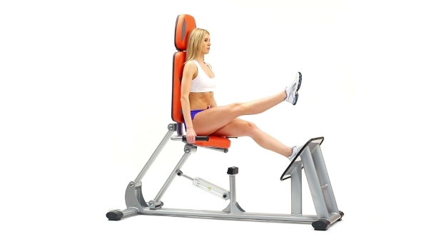 Young Woman On Hydraulic Exerciser