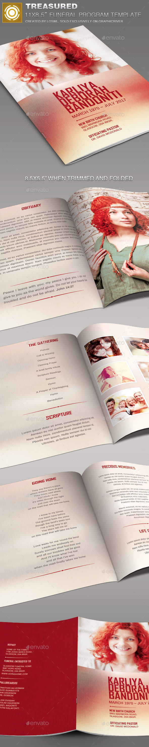 Treasured Funeral Program Template - Informational Brochures