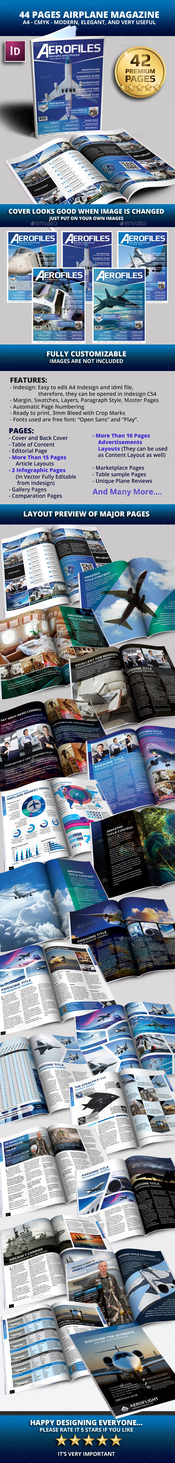 44 Pages Airplane Magazine Modern Template - Magazines Print Templates