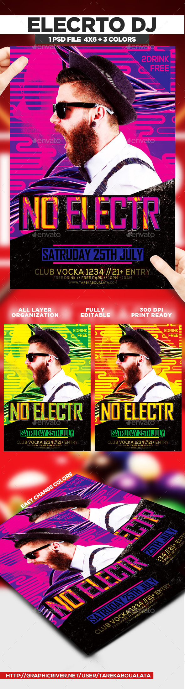 Electro Dj Flyer Template - Clubs & Parties Events
