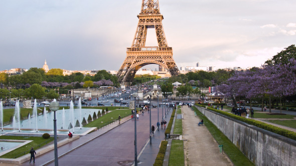 Eiffel Tower And Gardens Of The Trocadero 