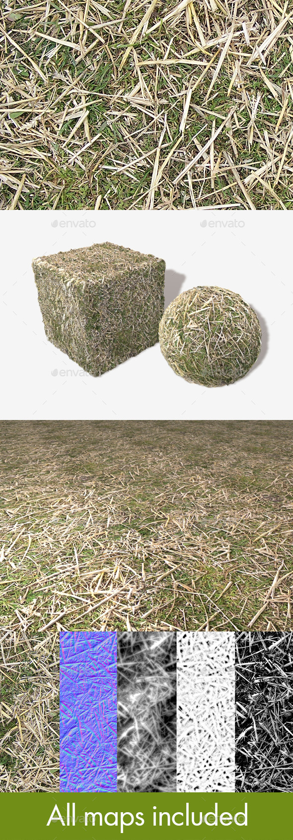 Straw on Grass - 3Docean 11454945