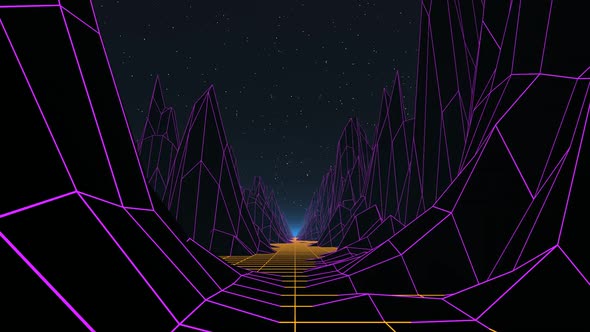 80's Synthwave Mountain Grid alt