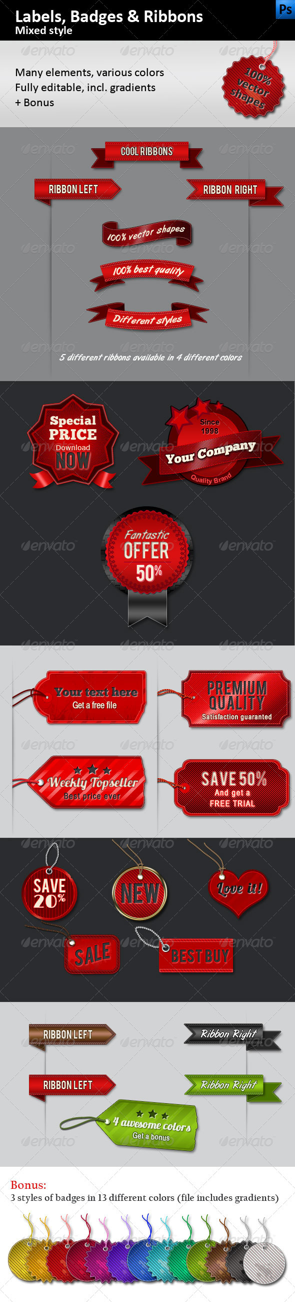 Labels, Badges and Ribbons - Badges & Stickers Web Elements