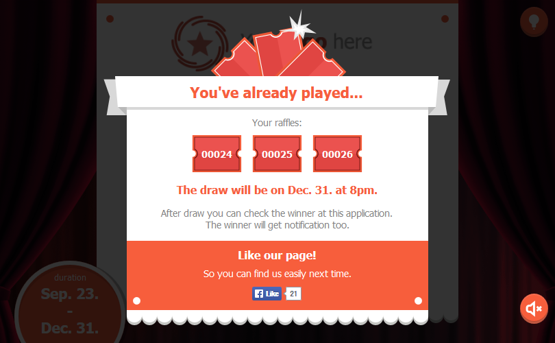 raffle game promotional facebook application by theme raffle ticket app