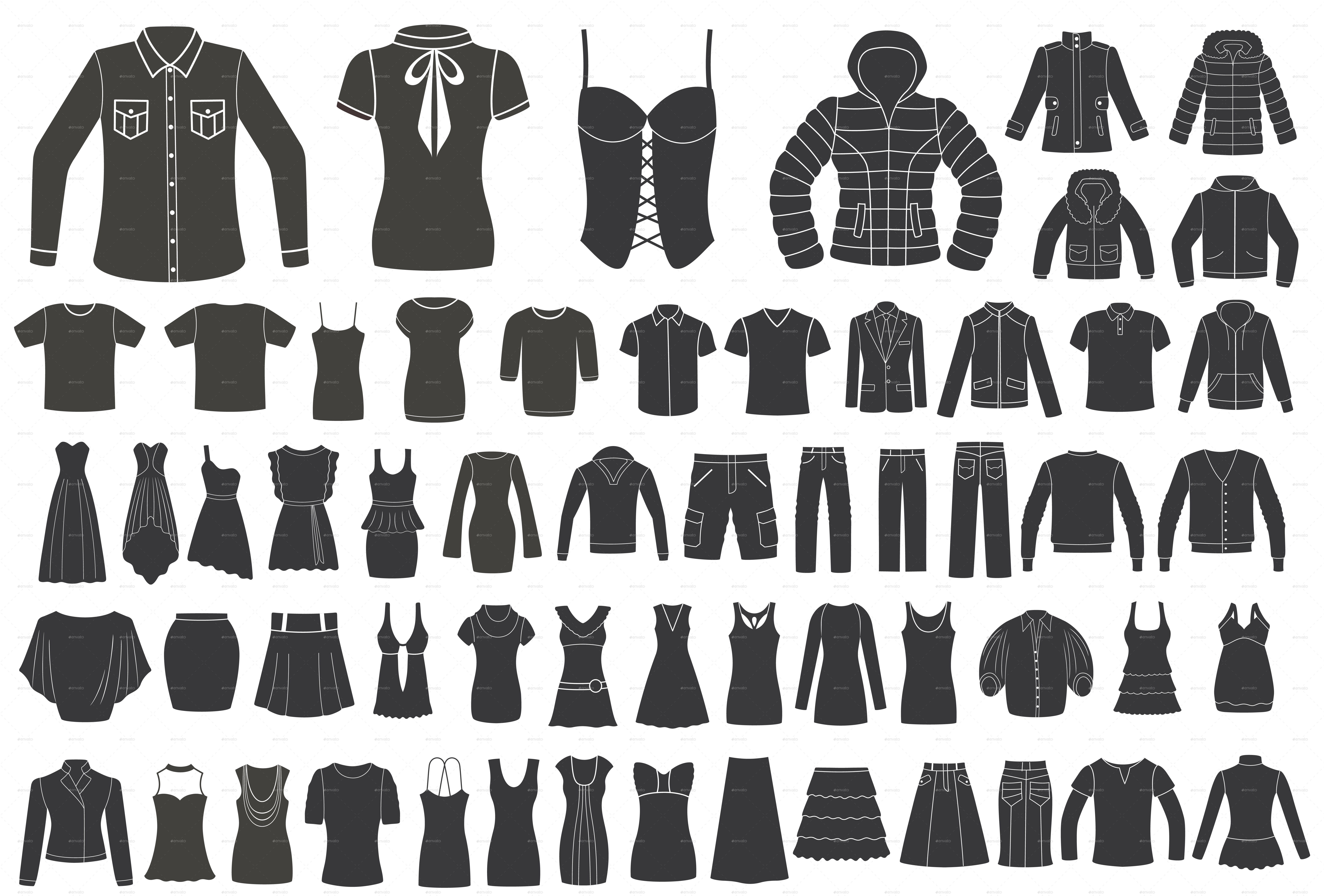 Set of 155 Clothing Icons by vectorgirl | GraphicRiver