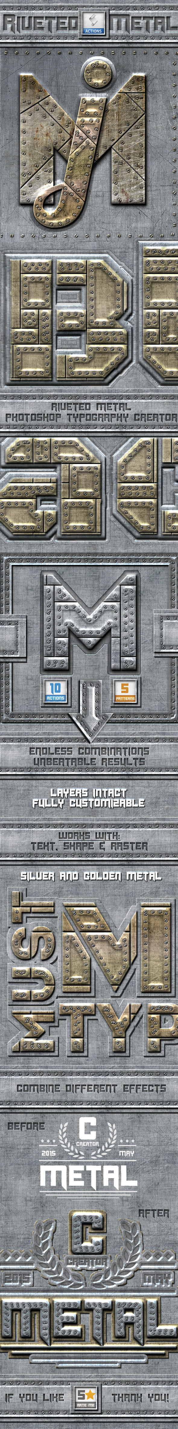Riveted Metal Photoshop Actions - Text Effects Actions