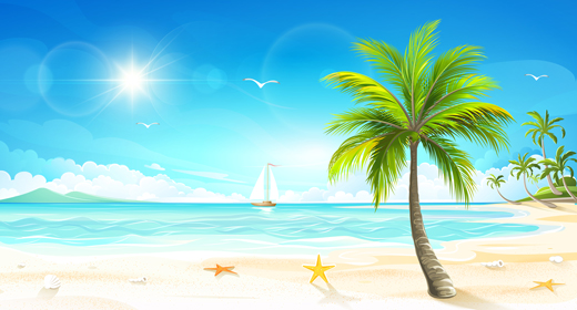 TROPICAL ISLAND AND PALMS