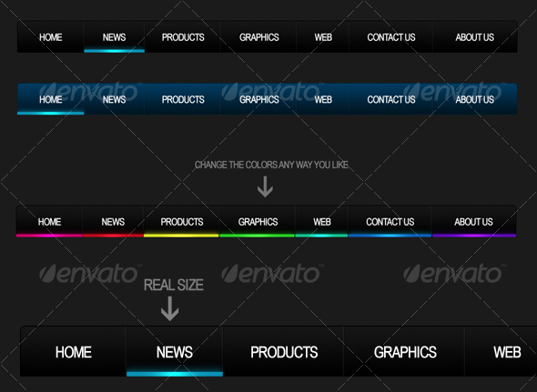Into The Night - Stylish Web 2.0 Navigation - Navigation Bars Web Elements