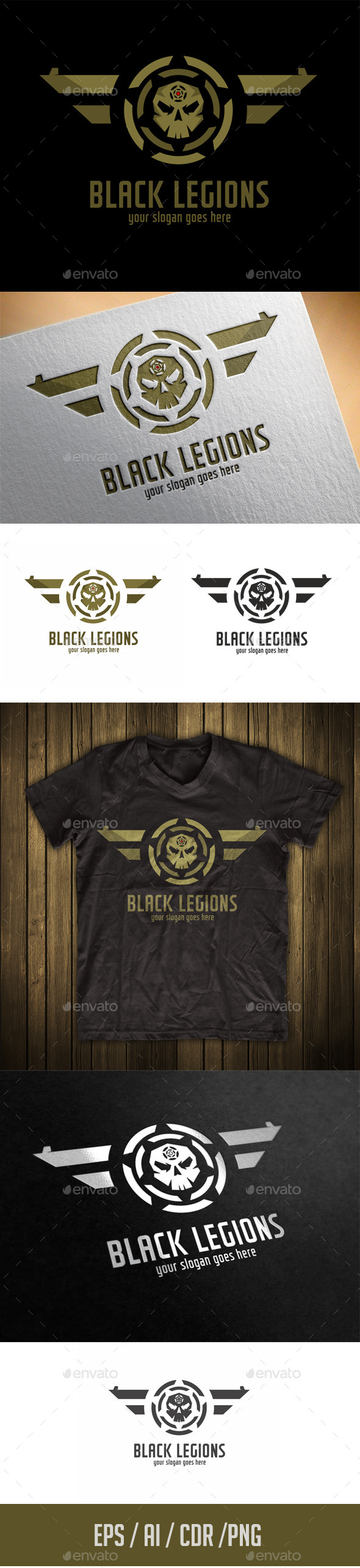 Black Legions Skull logo Template by ragerabbit | GraphicRiver
