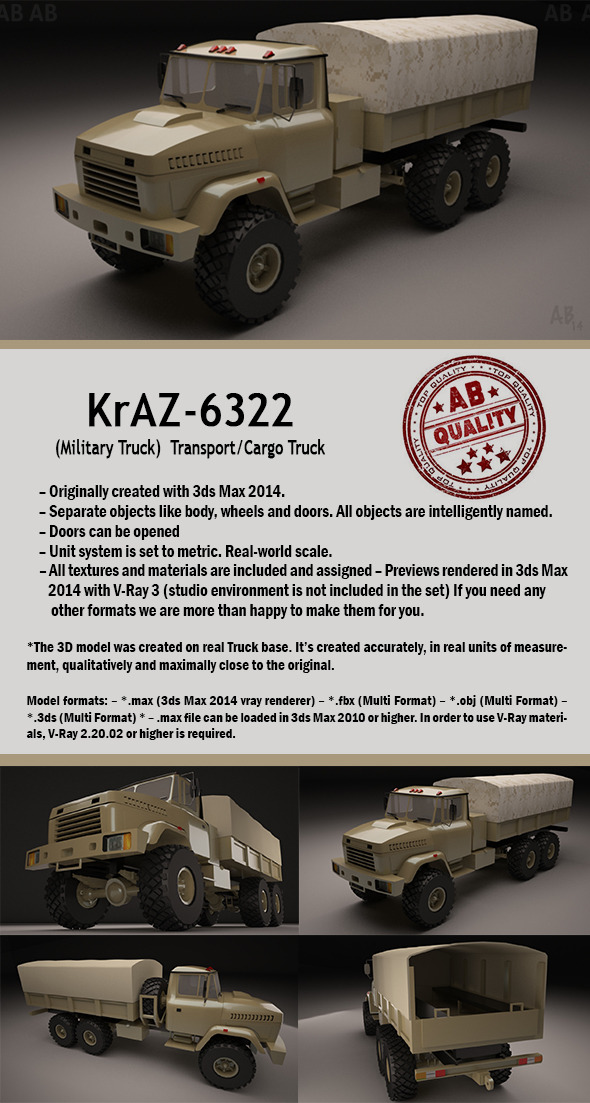 Military Truck (KrAZ-6322 - 3Docean 11481364