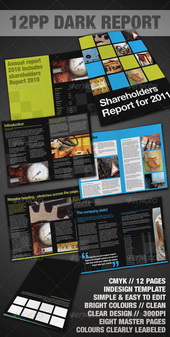 12pp Dark Report / Brochure - InDesign - Corporate Brochures