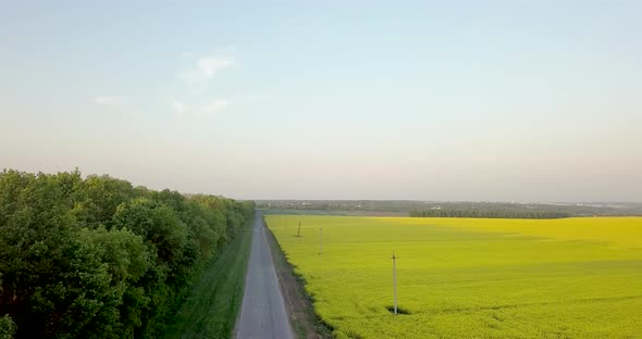 Aerial View Rural Road Summer