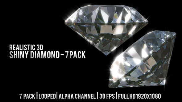 Realistic 3D Shiny Diamond - 7 pack