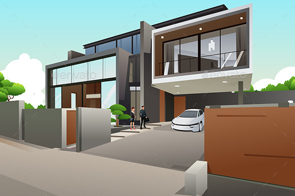People in a Modern Style House People in a Modern Style House