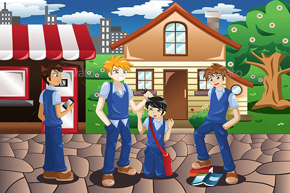 Kids Bullying Their Friend - People Characters