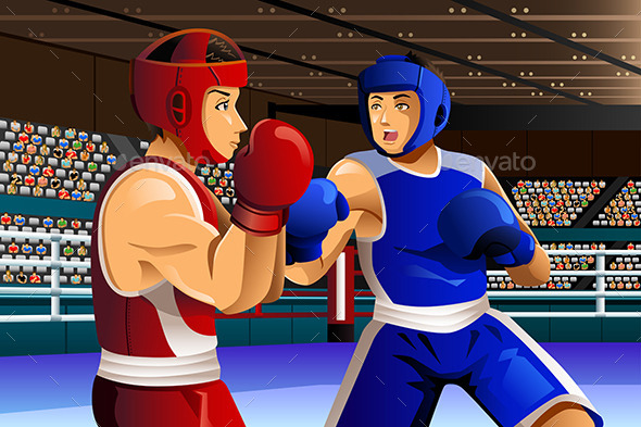 Boxers Fighting in Ring - Sports/Activity Conceptual