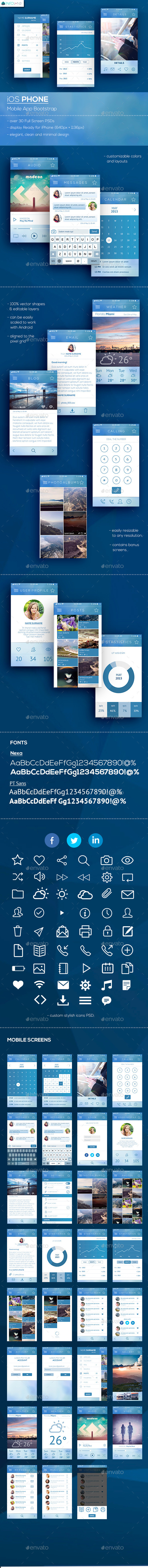 Zeus iOS Phone / Mobile App Bootstrap, Web Elements | GraphicRiver