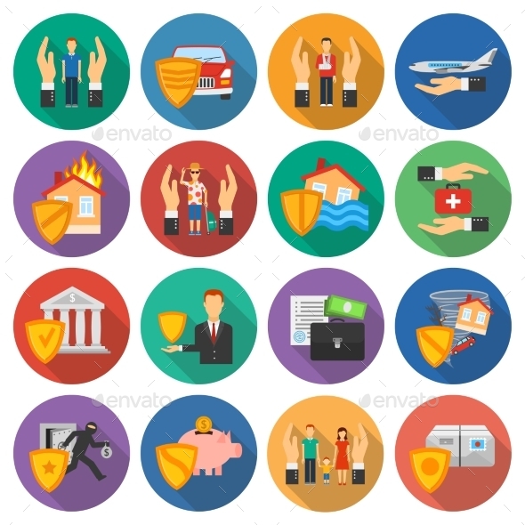 Insurance Icons Set by macrovector | GraphicRiver