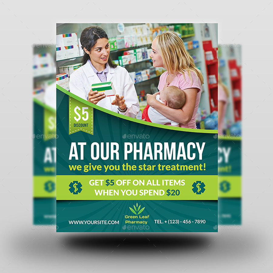 Pharmacy Flyer Template Vol.23 by OWPictures  GraphicRiver Throughout Pharmacy Brochure Template Free