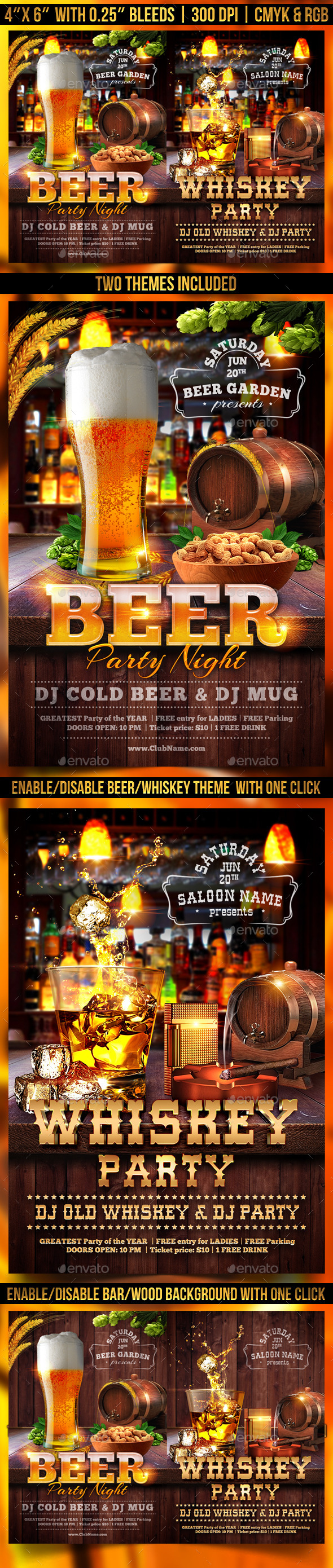 Beer and Whiskey Flyer Template - Clubs & Parties Events