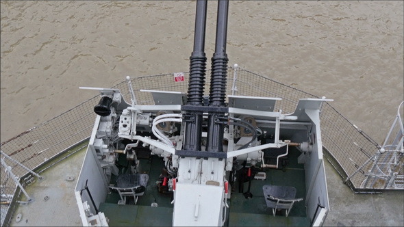 Top View of the Artillery Cannon in the Warship