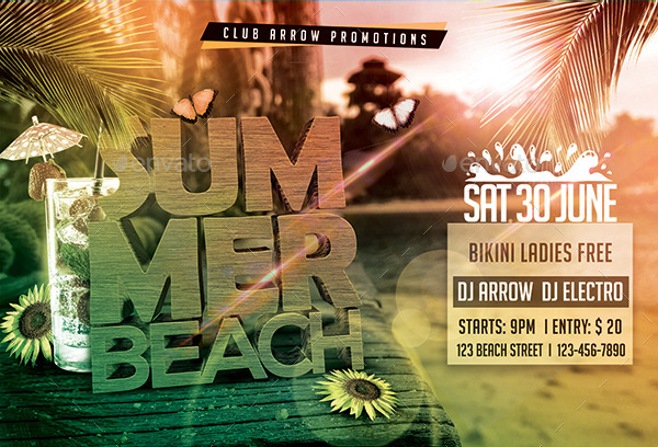 Summer Beach Party Flyer Template, Print Templates | GraphicRiver