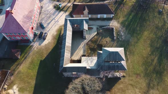 Latvia, Limbazi Medieval Castle Ruins  With New Created High Observation Tower. 4K Dron Video alt