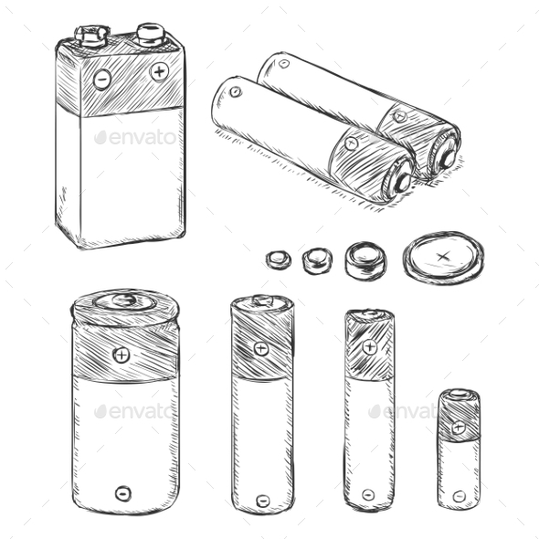 Vector Set Of Sketch Batteries by nikiteev GraphicRiver