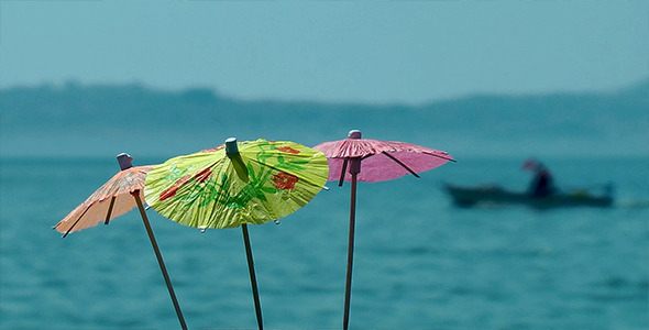 Cocktail Umbrellas and Fishing Boat