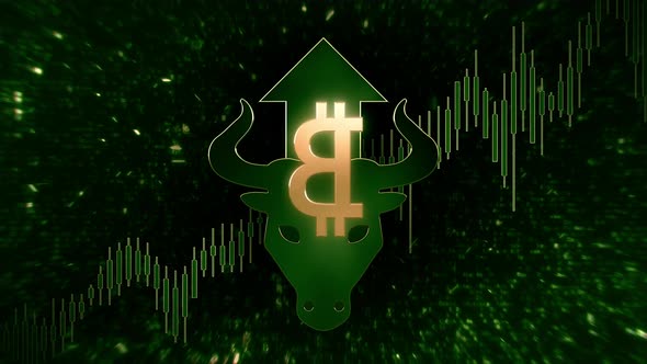 Bitcoin Trading Bull Market Green Cryptocurrency Graph Loop Background