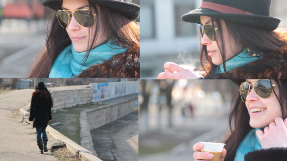 Girl With Glasses And Hat Enjoys The Morning alt