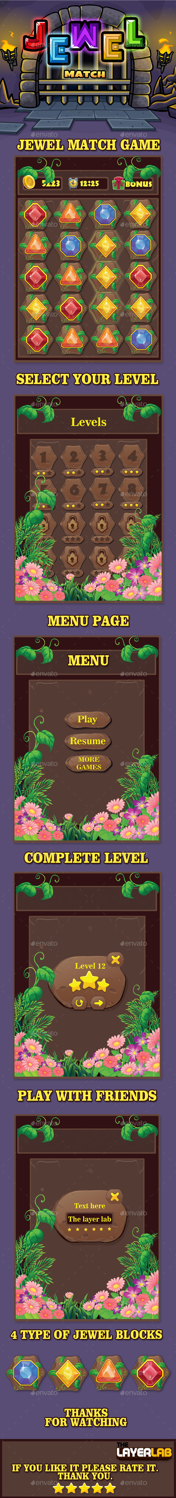 Jewel Match Game - User Interfaces Game Assets