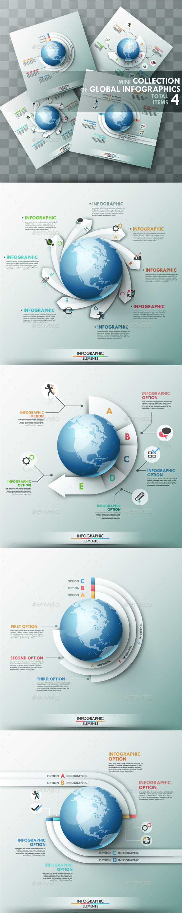 Set of 4 Global Templates - Infographics