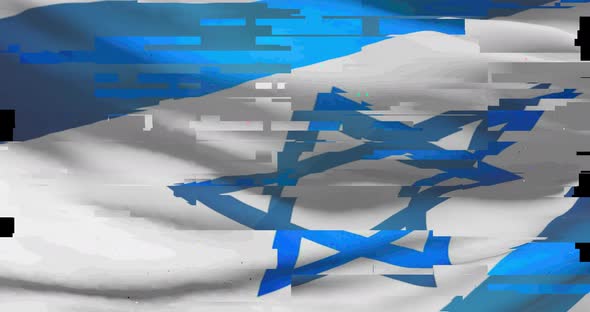 Israeli national flag with digital glitch alt