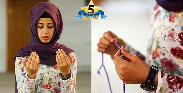 Use the Masbahah and Dua - Muslim Girl In Mosque alt