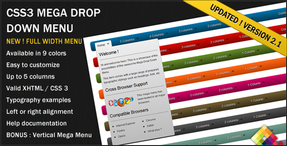 CSS3 Mega Drop Down Menu