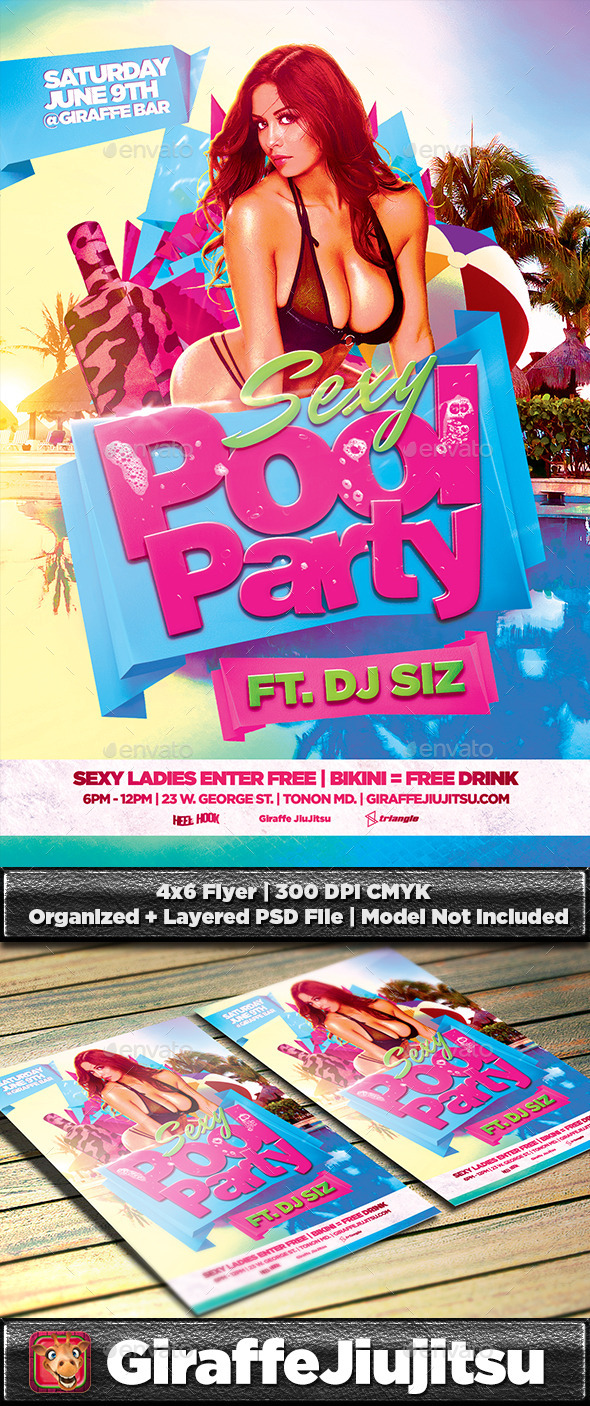 Y Pool Party Flyer Template By GiraffeJiujitsu