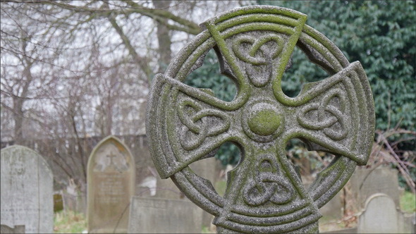 A Mossy Gravestones in the Cemetery